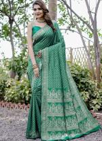 Banarasi Silk Teal Green Traditional Wear Weaving Saree